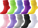 WQBLQH 10 Pairs Women's Slouch Socks Extra Long Knitted Sock Cotton Scrunchie Socks Size 9 to 11 V1189-WXFWAL-20260319-00476