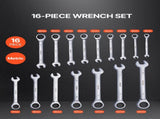 Combination Wrench Set, 16-Piece Ratcheting Wrench Set with Organizer Rack, Cr-V Steel Wrench Set V952-ZXBSTZGDK16PX3TR1V0