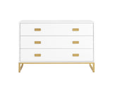 Sarantino Amara Chest of Drawers Tallboy Dresser in White Gold CHE-90L-05-WHG