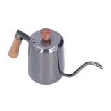 600ml Stainless Steel Manual Coffee Pot Long Narrow Spout Pour Over Kettle with Wooden HandleGray V1294-YM0710-3118210281011