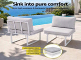 Gardeon 6 Seater Outdoor Dining Sofa Set Steel Frame Cushions White FF-DINING-7SOFA-WH-ABCD