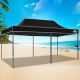 Instahut Gazebo Pop Up Marquee 3x6 Folding Tent Wedding 500D Camping Black GAZEBO-T-3X6-F-BK