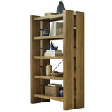Adjustable Bookcase with Open Shelves, Rubberwood and Acacia Veneers, Indoor Use LSB-68976