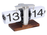 Flip Desk Clock Auto Retro Wood Base Easy to Read 24 Hours Mechanical Flip Clock for Living Room V1294-YM0901-3115240060012