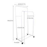 Heavy Duty Double Clothes Rail Rack Garment Hanging Display Stand 4 Wheel Armoir V767-ZJJ215-WT-G3