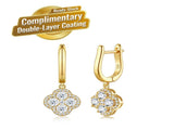 Elegant Four-Leaf Clover Moissanite Drop Earrings in Gold-Toned S925 Silver, Featuring 66 VVS1 V1341-ZY-9UH8V5ES-MOISSANITE-PREMIUMS925
