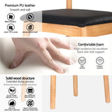 Artiss 2x Dining Chairs Rubber Wood Leather Seat Black MO-DIN-B-02-PU-BKX2