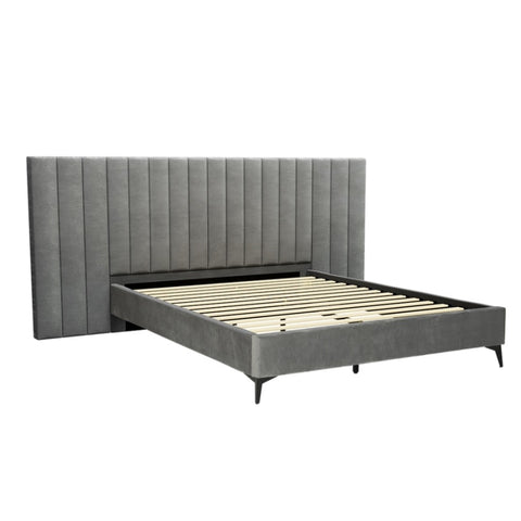 Artiss Bed Frame Queen Size Velvet Grey LOTT BFRAME-K-LOTT-Q-GY-ABCD