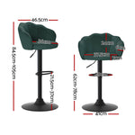 Artiss 4x Bar Stools Gas Lift Velvet Green BA-K-9968-GNX4