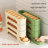 4-Tier Green Rolling Egg Storage Box - Grade PP Plastic - Automatic Dispensing, Space Saving Fridge V888-ELOSUNG56134-6