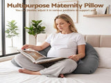 Giselle Bedding Pregnancy Pillow for Side Sleeping L-Shaped Maternity Body Pillow for Women 100% PILLOW-MAT-L-COT-GY