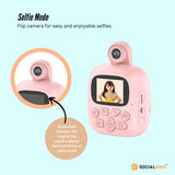 Kids Rechargeable Instant Print Camera Pink - Digital Thermal Photo Video MP3 V238-SUPDZ-40832782696528