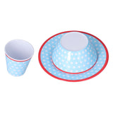 3 Piece Set of Salad Tableware Fruit Snack Plate Bowl and Cup Set Salad TablewareLight Blue Dots V1294-YM0523-3118210289912