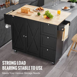 VEVOR Kitchen Island Cart Rolling Storage Cabinet on Wheel with Drawer & Shelves V952-QFBYDKCFD3XJC3ZMWV0
