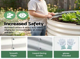 Green Fingers Round Metal Raised Garden Bed 90x45cm Planter Box White GARDEN-AG-ROU-9045-WH