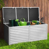 Gardeon Outdoor Storage Box 390L Container Lockable Garden Bench Tools Toy Shed Black OSB-S390-BK