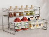 Stainless Steel Two Layers Storage Shelf Kitchen Spice Rack Bathroom Cosmetics Mouthwash Cup V1161-101216