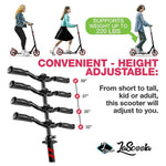 Lascoota Pulse Kick Push Commuter Scooter Teen Adult Black V185-714539RED