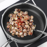 Stainless Steel Frying Pan Non-Stick Cooking Frypan Cookware 32cm Honeycomb Double Sided V255-304-32CM-PAN-LID-2SIDE