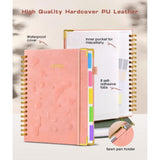 Spiral College Ruled Notebook 5 Subject, 150 Sheets 10.04" x 8.27" Large Vegan Leather Cover V1366-AZ2-W-19828