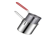 Stainless Steel Deep Fryer Pan Durable Portable Mini Long Handle Fryer Pan with Strainer for Home V1294-YM0901-3118230225111