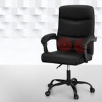 Artiss 2 Point Massage Office Chair PU Leather Black MOC-C-FZ22-2P-BK