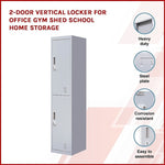 2-Door Vertical Locker for Office Gym Shed School Home Storage V63-832431