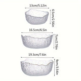 Hammered Glass Bowl Glacier Bowl Transparent Salad Bowl Solid-Color Bowl Large - Clear - Size L V1347-122-95103-CLR-L