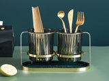 Chopsticks Drying Holder Iron PET Transparent Chopsticks Drying Caddy for Spoons Kitchen Green Gold V1294-YM0512-3118220266212
