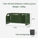 Green Heavy-Duty 4-Fold Camping Stove Windshield Portable Steel Wind Deflector for Outdoor Cooking V888-ELOSUNG43276