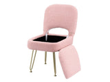 Artiss Storage Ottoman Vanity Stool Foot Stool Folding Back Pink FS-D-BACK02-PK