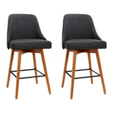 Artiss 2x Bar Stools Swivel Seat Wooden Charcoal BA-TW-8125-CHX2