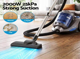 Devanti Vacuum Cleaner Bagless Canister 2000W 25kPa Powerful Suction 4L VAC-KB-8006-BU