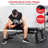 Powertrain Multi Workout Bench with Transport Wheels and Adjustable Backrest WBD-JX-190
