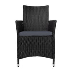 Gardeon Outdoor Dining Chairs Patio Furniture Wicker Garden Cushion Idris 2PC ODF-CHAIR-630-BK-2X