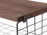 Wall Mounted Floating Shelf with Storage Basket, Black Carbon Steel Wood V1369-AZ3-W-20550