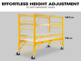 Baumr-AG Adjustable Mobile Scaffolding, 450kg Capacity, with Trapdoor Hatch V219-LDRSCFBMRAH18