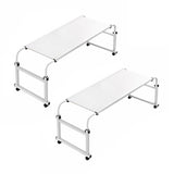 SOGA 2X 120x45cm White Cross Bed Movable Desk Table w/ Adjustable Length & Height SIDETAB30X2