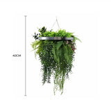 Premium Hanging Artificial Plant Arrangement with Silver Frame 40cm UV Resistant V637-DP8888882S
