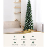 Jingle Jollys Christmas Tree 1.8m Xmas Tree Decorations Snowy 300 Tips XM-TR-SLIM-6F-SNOW