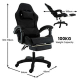 Sarantino Cueva Reclining High Back Office Gaming Chair Black Retractable Footrest Computer Sea CHR-ASA-CUE-BK