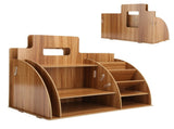 Wood Desktop Organizer Innovative Cosmetics Stationery Storage Rack for Home OfficeCherry Wood Color V1294-YM0721-3117210041012