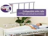 EQUIPMED 4 Function Medical Bed, w/ Mattress & Over Bed Table, Easy Manual Adjustable Back and Leg V219-BNSADBEQM03A