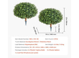 Artificial Topiary Boxwood Trees with Ground Spike, 2 Set 559mm Faux Shrubs & Bushes Potted Plants, V952-DDMJCRGXJHYMH3FA0001V0
