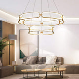 BAMDECOR A209 Colette Ceiling Chandelier Led Modern Circular Art Aluminum Light Fixture for Living V255-BAM-A209/2-GOLD