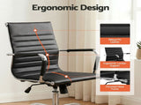 Artiss Office Chair Conference Chairs PU Leather Mid Back Black OCHAIR-H-8147-BK