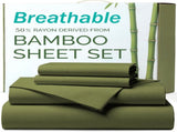 4 Piece Ultra Soft Bamboo Breathable Sheet Set -Hotel 2000TC Breathable Bed Sheets Set with 37 V1317-BAMBOO-AUK-4JT-OLIVE-GREEN