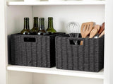 Faux Wicker Storage Baskets with Handles Foldable Organizer Bins for Shelves, 28x28x28cm V1237-ZY00B0GQ9KXN1M