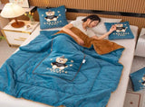 Lake Blue Padded Thickened Hat Bear 2-in-1 Foldable Car Pillow Blanket - Cozy 40x40cm Pillow, V888-ELOSUNG33332