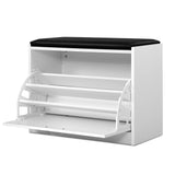 Artiss Shoe Cabinet Bench Shoes Storage Rack Organiser Drawer White 15 Pairs FURNI-Q-SHOE-BEN01-WH